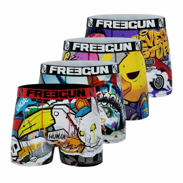 FREEGUN Lot De 4 Boxers Homme Street Art REMISE allant 1