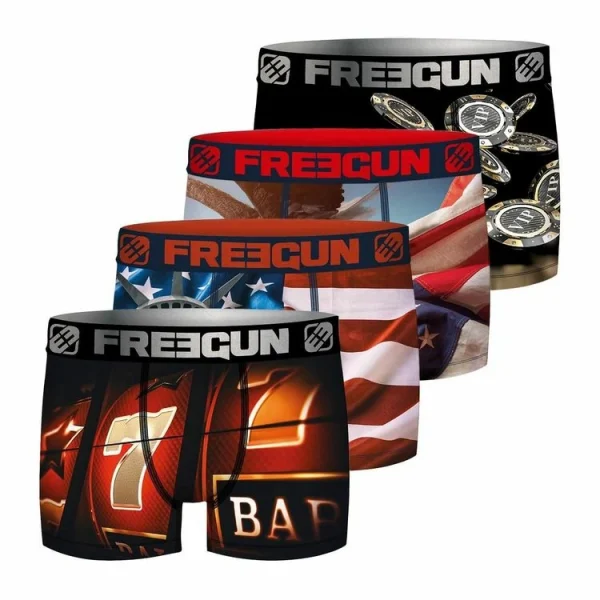 FREEGUN Lot De 4 Boxers Homme American Games US Meilleur Prix 1