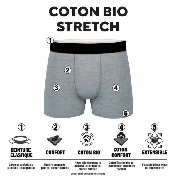 MY ESSENTIAL Lot De 3 Boxers Homme En Coton Bio Uni Gots Acheter 3