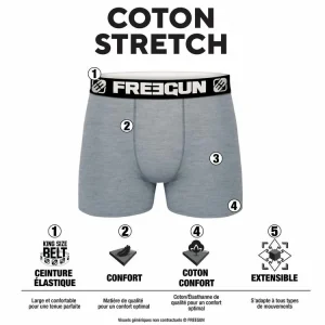 FREEGUN Lot De 3 Boxers Homme Coton Noir garantis authentique 8