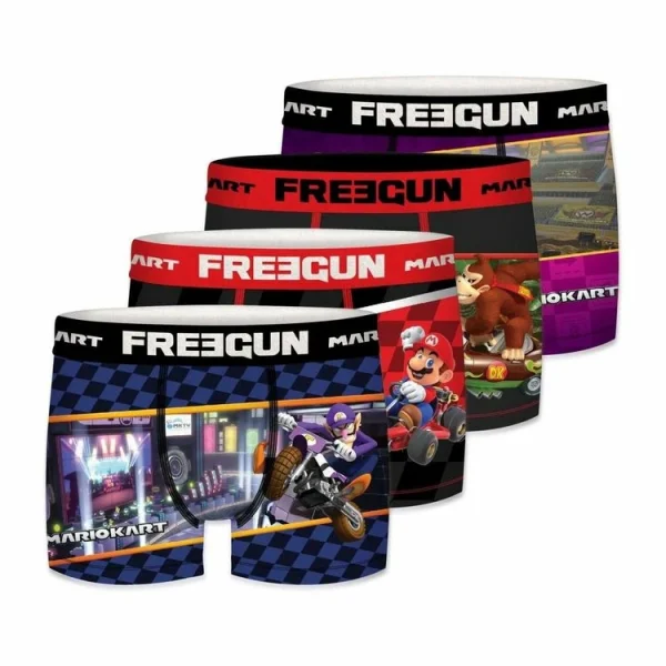 FREEGUN Lot De 4 Boxers Homme Mario Kart se précipiter pour acheter 1