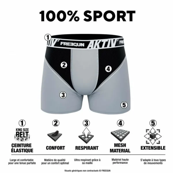 FREEGUN Lot De 6 Boxers Homme Aktiv Sport shopping pas cher 3