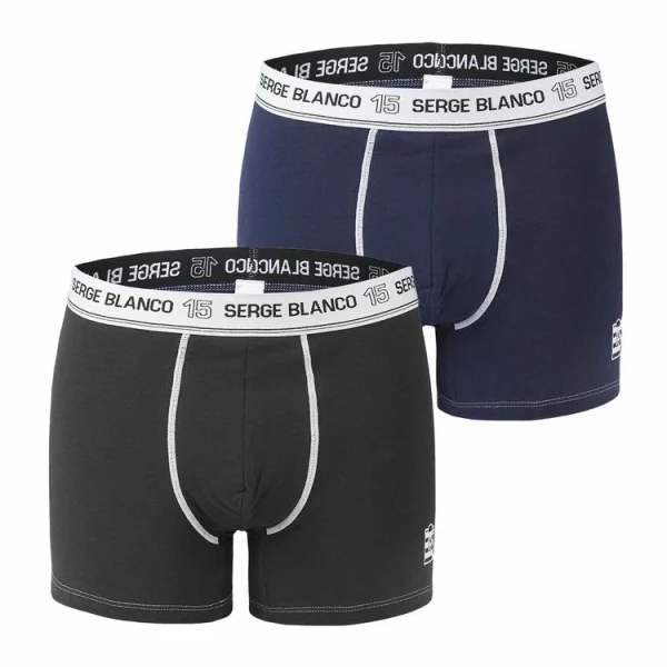 marques de renommée SERGE BLANCO Lot De 2 Boxers Coton Homme Avec Surpiqûres Class 1