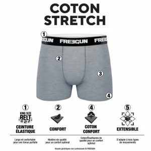 FREEGUN Lot De 3 Boxers Homme Coton Bleu en solde 9