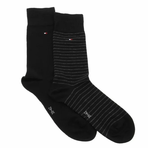 mode pas cher Tommy Hilfiger Chaussettes Tommy Hilfiger Th Men Small Stripe Sock 2p Black Noir 11-14 1