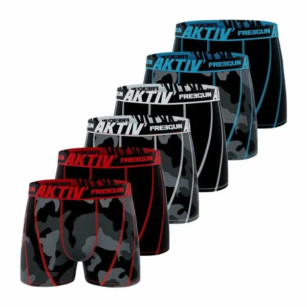 FREEGUN Lot De 6 Boxers Coton Homme AKTIV Sport garantie de qualité 1