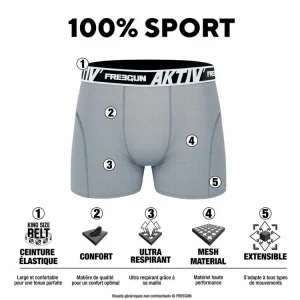 FREEGUN Lot De 6 Boxers Coton Homme AKTIV Sport garantie de qualité 10