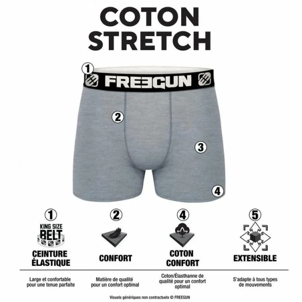 FREEGUN Pack Surprise De 3 Boxers Coton Homme Pas Cher soldes France 5