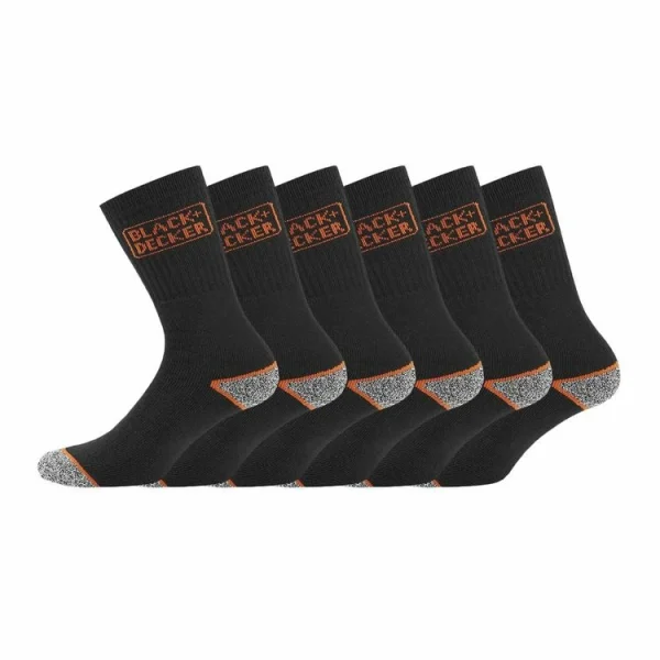 Neuve avec étiquette Black & Decker Lot De 6 Paires De Chaussettes Hautes De Travail TEK 1