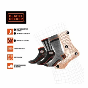 Neuve avec étiquette Black & Decker Lot De 6 Paires De Chaussettes Hautes De Travail TEK 10