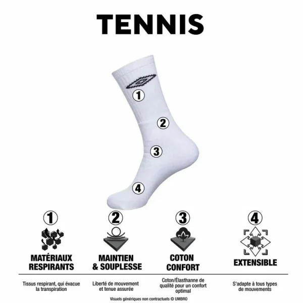 pas cher UMBRO Lot De 10 Paires De Chaussettes Tennis Homme 3