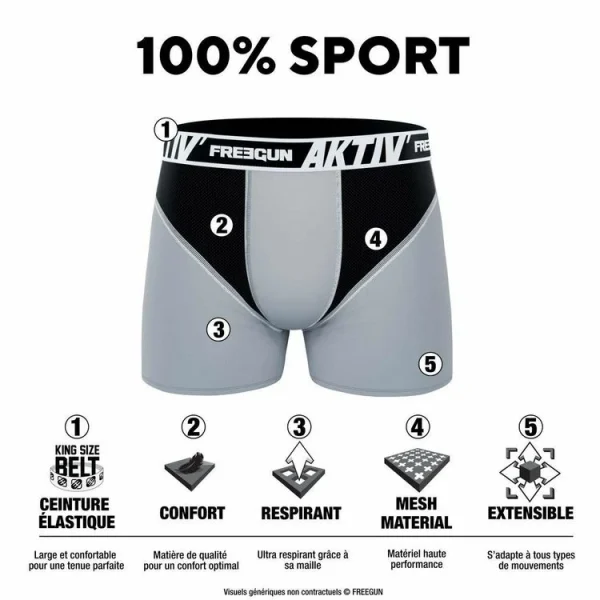 jusqu'à FREEGUN Lot De 4 Boxers Homme Aktiv Sport Lifestyle 3