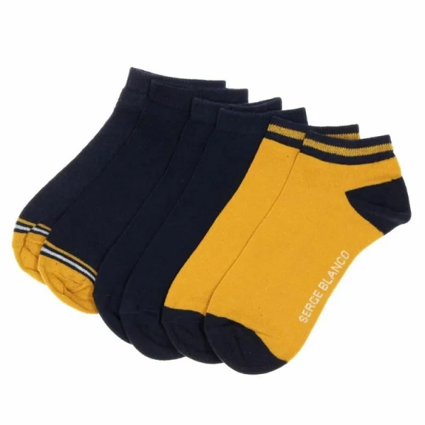 prix pas cher SERGE BLANCO X3 Paires De Chaussettes Jaune/Marine Homme Serge Blanco 1