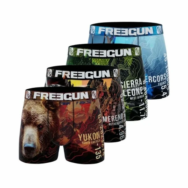 REMISE allant FREEGUN Lot De 4 Boxers Homme En Polyester Recyclé Animal Savage 1