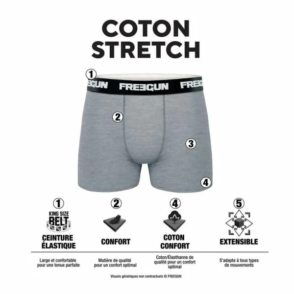 FREEGUN Lot De 6 Boxers Homme En Coton officiel 3