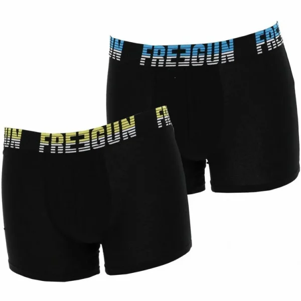 FREEGUN Sous- Vêtement Caleçon Freegun Ass17 Lot2 Boxer X2 Noir Noir 96025 magasin 1