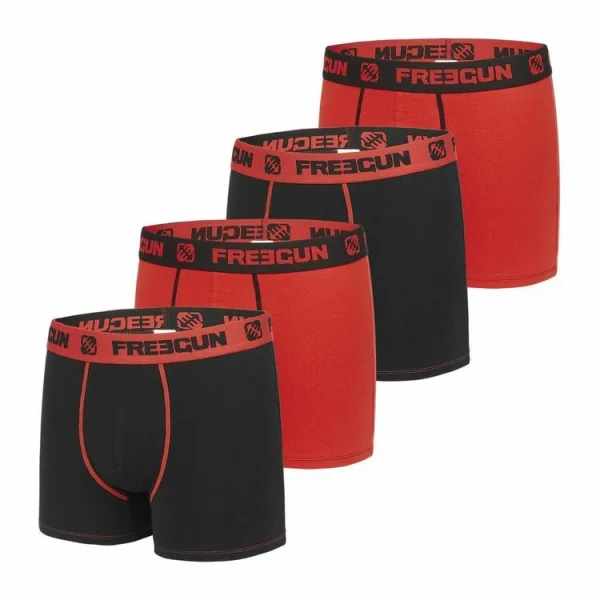 FREEGUN Lot De 4 Boxers Homme Coton Rouge boutique pas cher 1