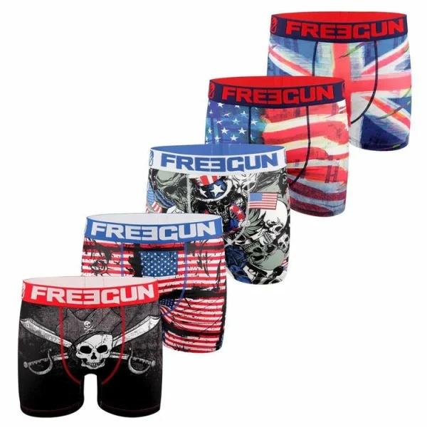 FREEGUN Lot De 5 Boxers Homme Drapeaux vente pas cher en ligne 1