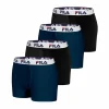 FILA Lot De 4 Boxers Coton Homme Fila 5016 Noir Et Bleu Distributeur Officiel 22