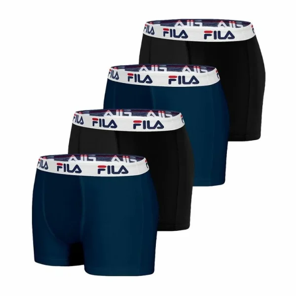 FILA Lot De 4 Boxers Coton Homme Fila 5016 Noir Et Bleu Distributeur Officiel 1