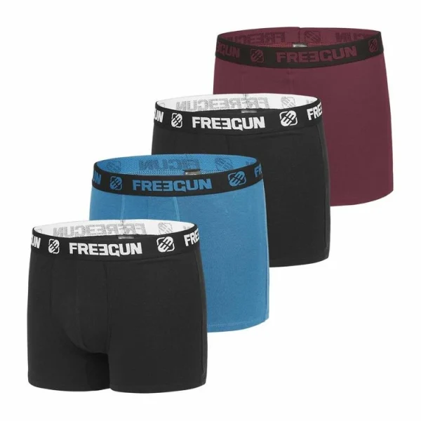 FREEGUN Lot De 4 Boxers Coton Homme Uni soldes pas cher 1