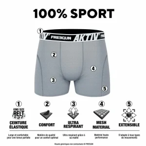 FREEGUN Lot De 4 Boxers Homme Aktiv Sport Surpiqûres Colorées REMISE allant jusqu. 10