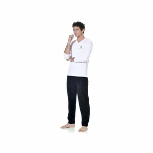 SERGE BLANCO Ensemble Pyjama Long Homme T-shirt Col V Bicolore Gan Protections acheteurs 12