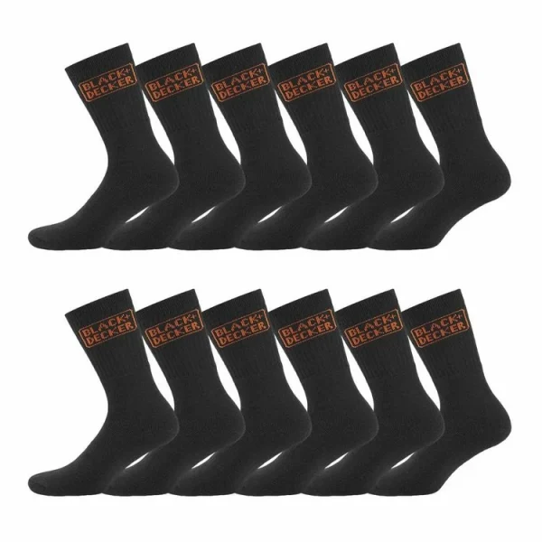 Black & Decker Lot De 12 Paires De Chaussettes Hautes De Travail TEK Retour gratuit en magasin. 1