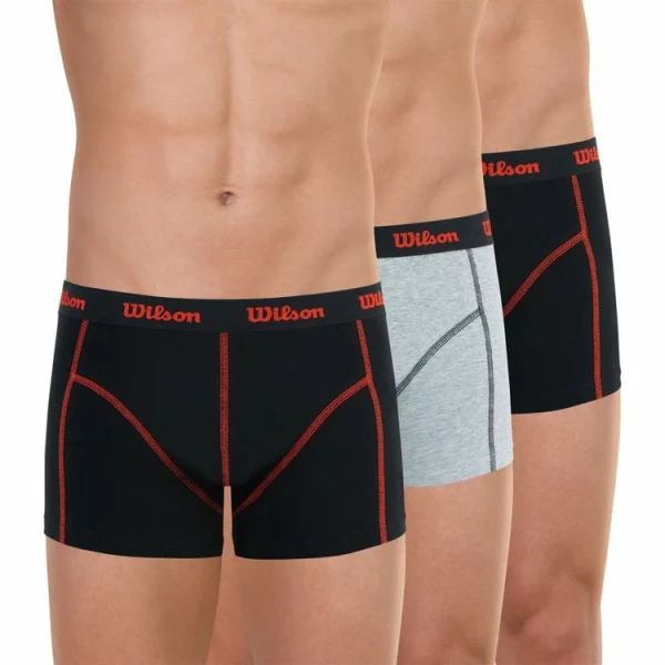 france en ligne WILSON LOT DE 3 BOXERS WILSON NOIR GRIS NOIR 1