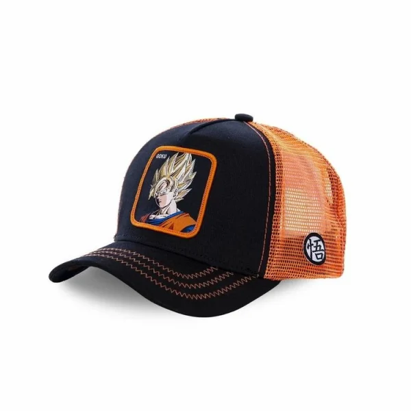 mode CAPSLAB Casquette Dragon Ball Z Goku Saiyan Noir Et Orange 1