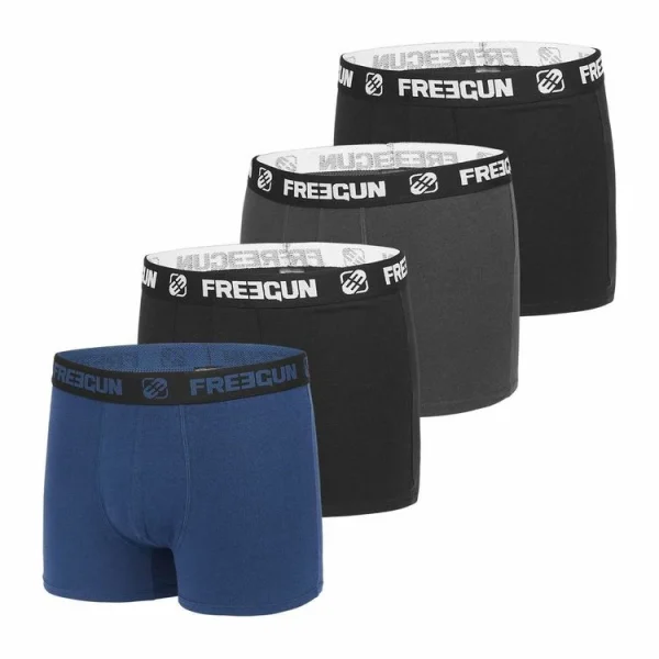 FREEGUN Lot De 4 Boxers Coton Homme Uni pas cher 1