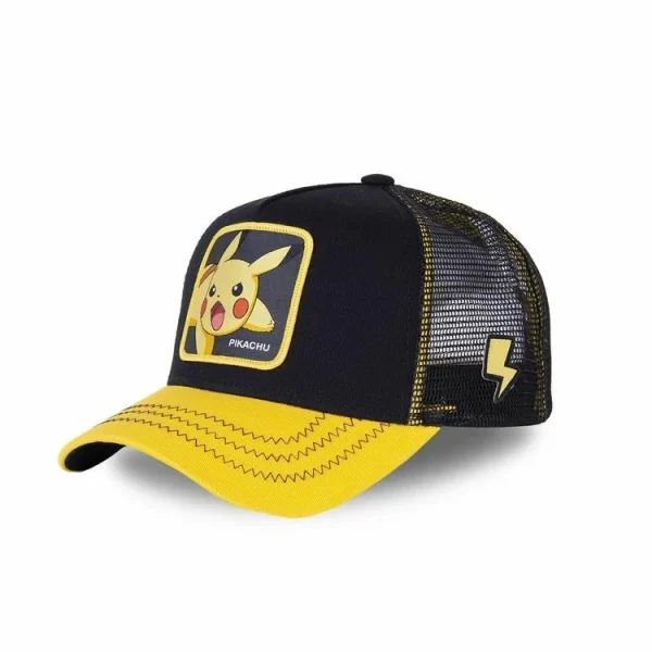 magasin solde CAPSLAB Casquette Capslab Trucker Pokemon Pikachu Noir Visière Jaune 1