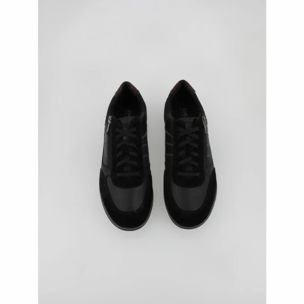 magasin en ligne france GEOX Chaussures Basses Cuir Ou Simili Geox Renan Black Uomo Sneakers Noir 7-374 5