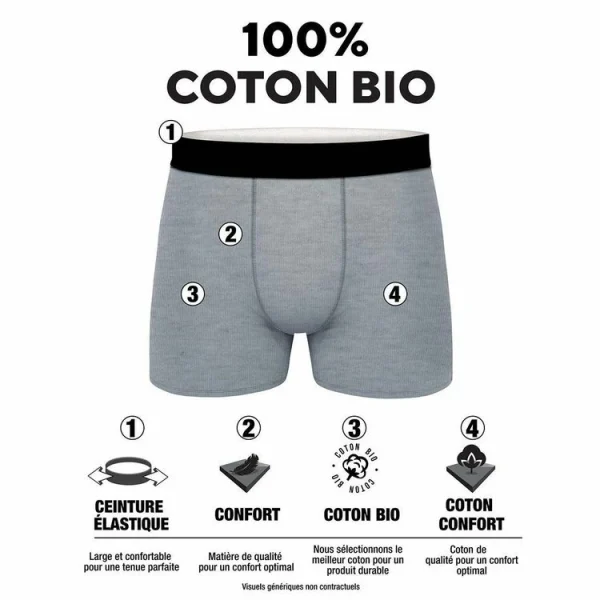 MY ESSENTIAL Lot De 6 Boxers Homme En Coton Bio My Esssential Blanc mode 3