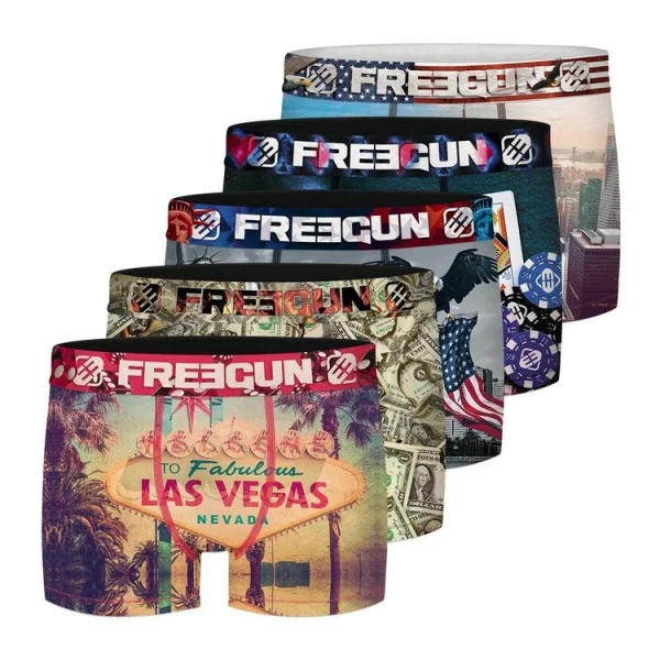 FREEGUN Lot De 5 Boxers Homme US Paris 1