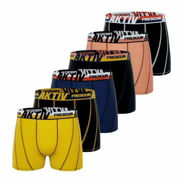 marques pas cher FREEGUN Lot De 6 Boxers Coton Homme AKTIV Sport 1